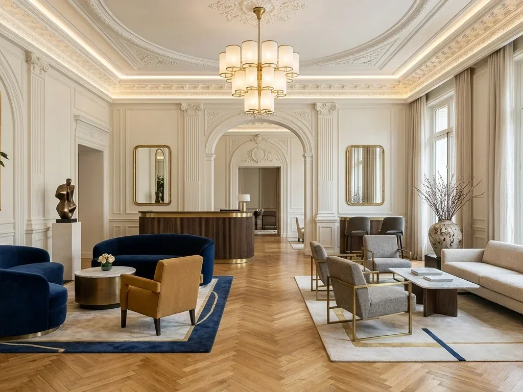 Résidente sur le balcon d'un hôtel particulier rénové avenue Georges Mandel au cœur de Passy.